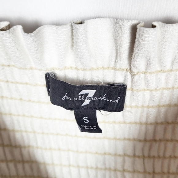 7 For All Mankind Smocked Faux Leather Mini Dress cream - Picture 4 of 5